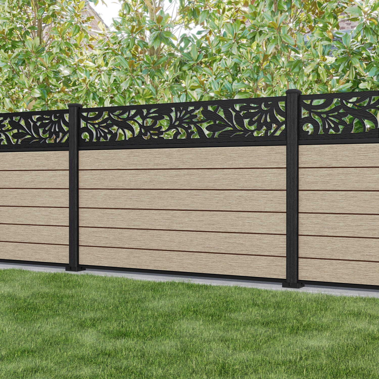 Fusion Heritage Fence Panel - Light Oak - with our composite posts