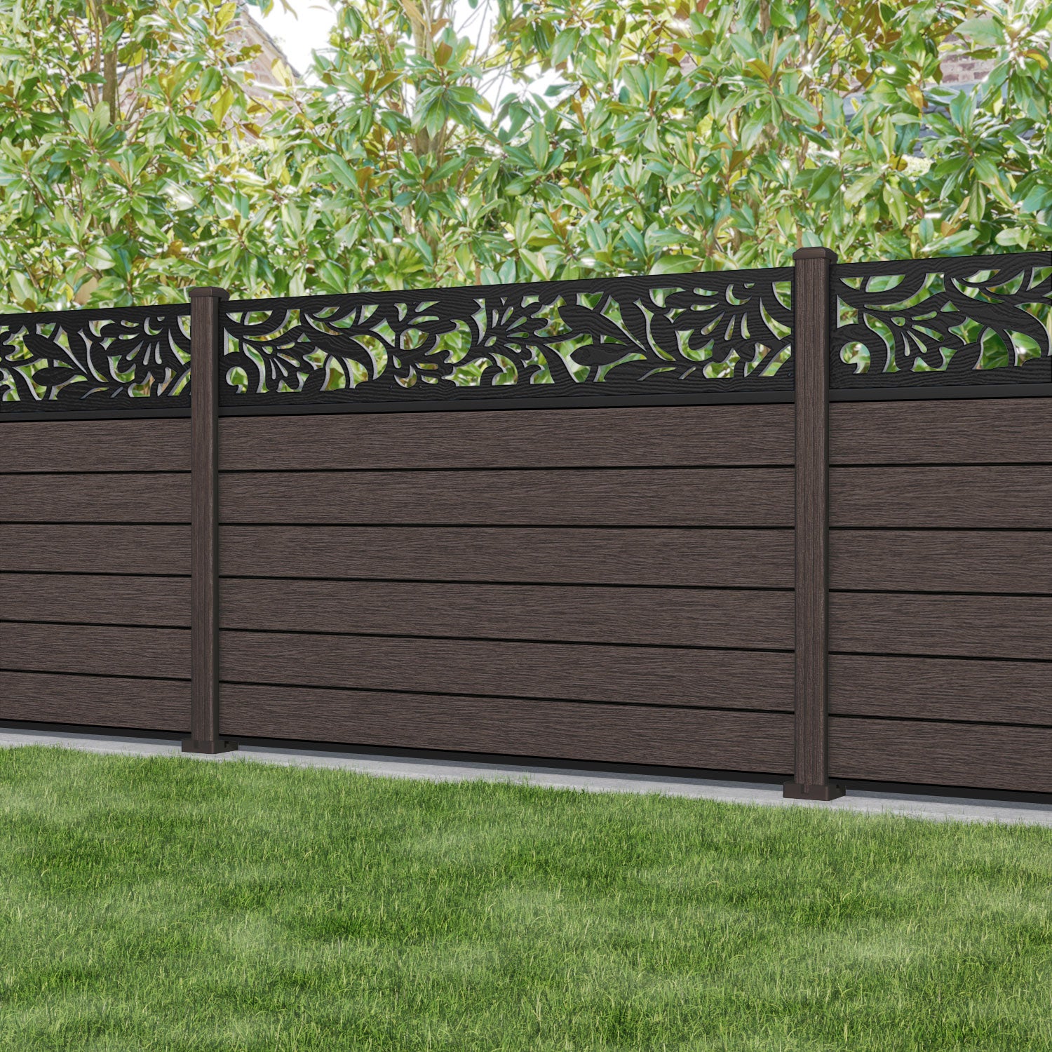 Fusion Heritage Fence Panel - Mid Brown - with our composite posts