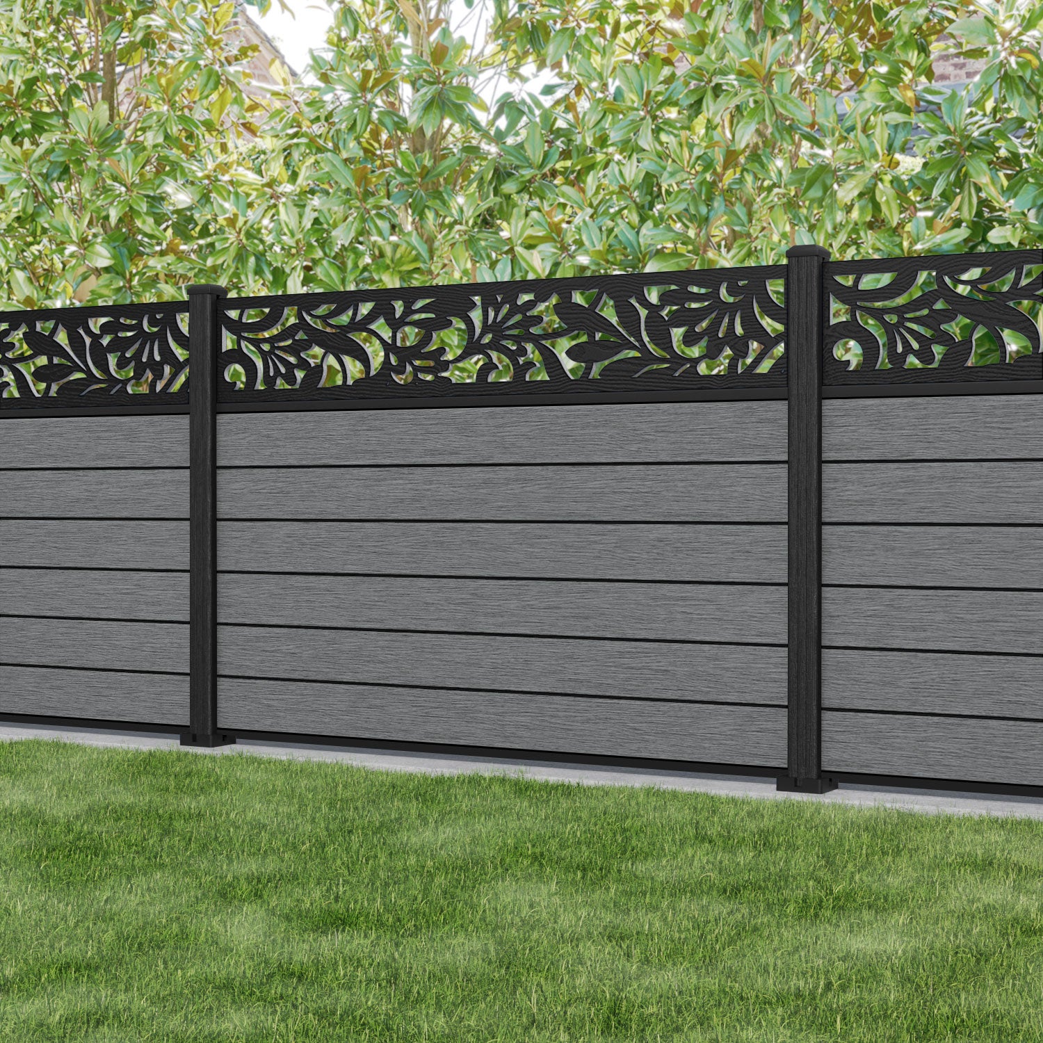 Fusion Heritage Fence Panel - Mid Grey - with our composite posts