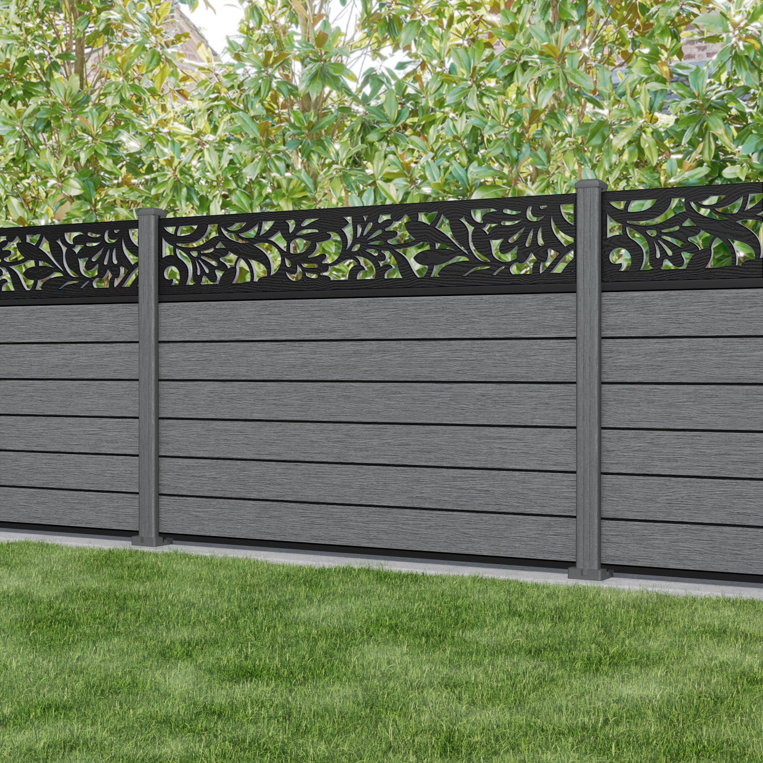 Fusion Heritage Fence Panel - Mid Grey - with our composite posts