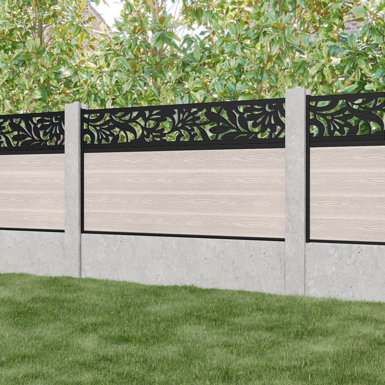 Classic Heritage Fence Panel - Mid Stone - for existing concrete posts