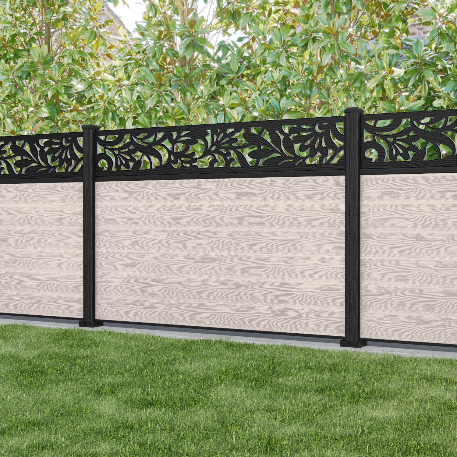 Classic Heritage Fence Panel - Mid Stone - with our composite posts