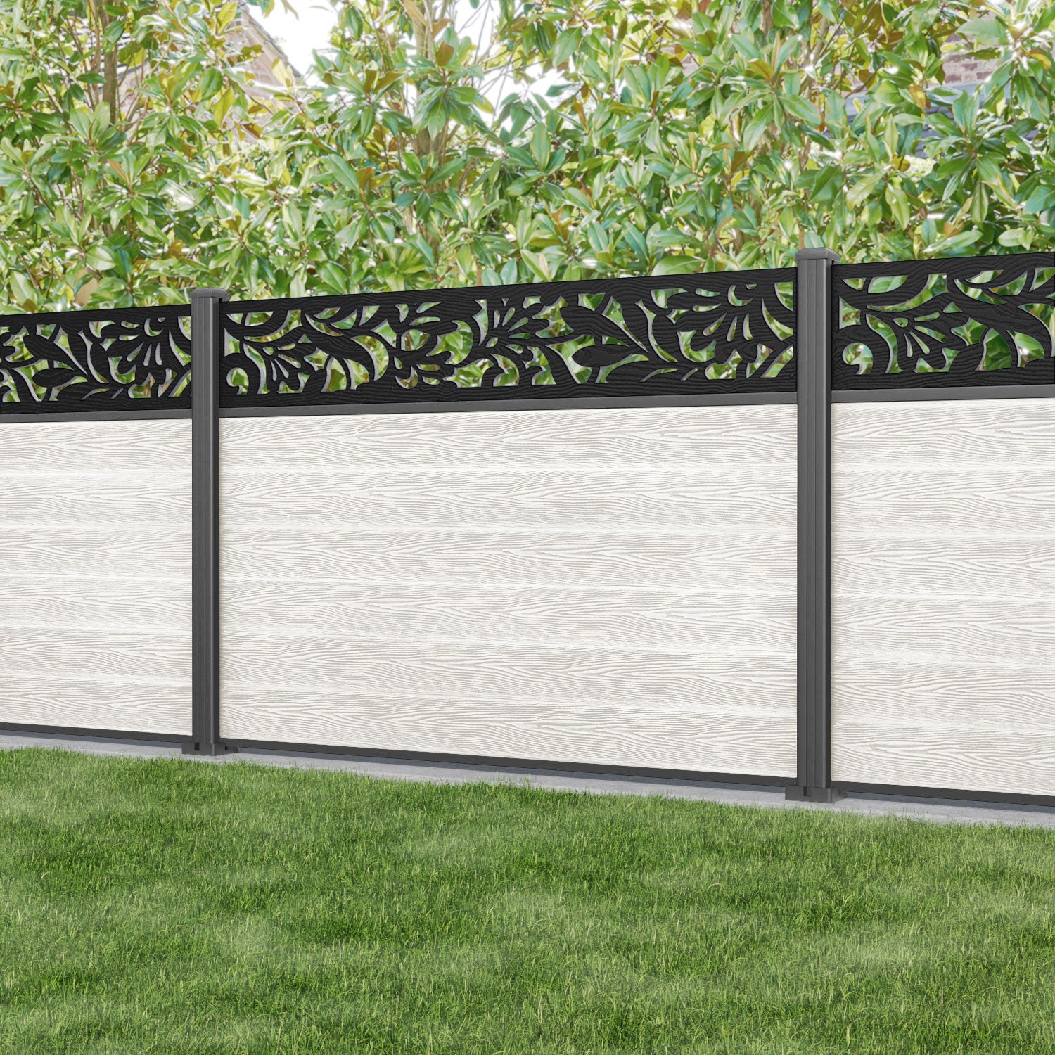 Classic Heritage Fence Panel - Light Stone - with our aluminium posts