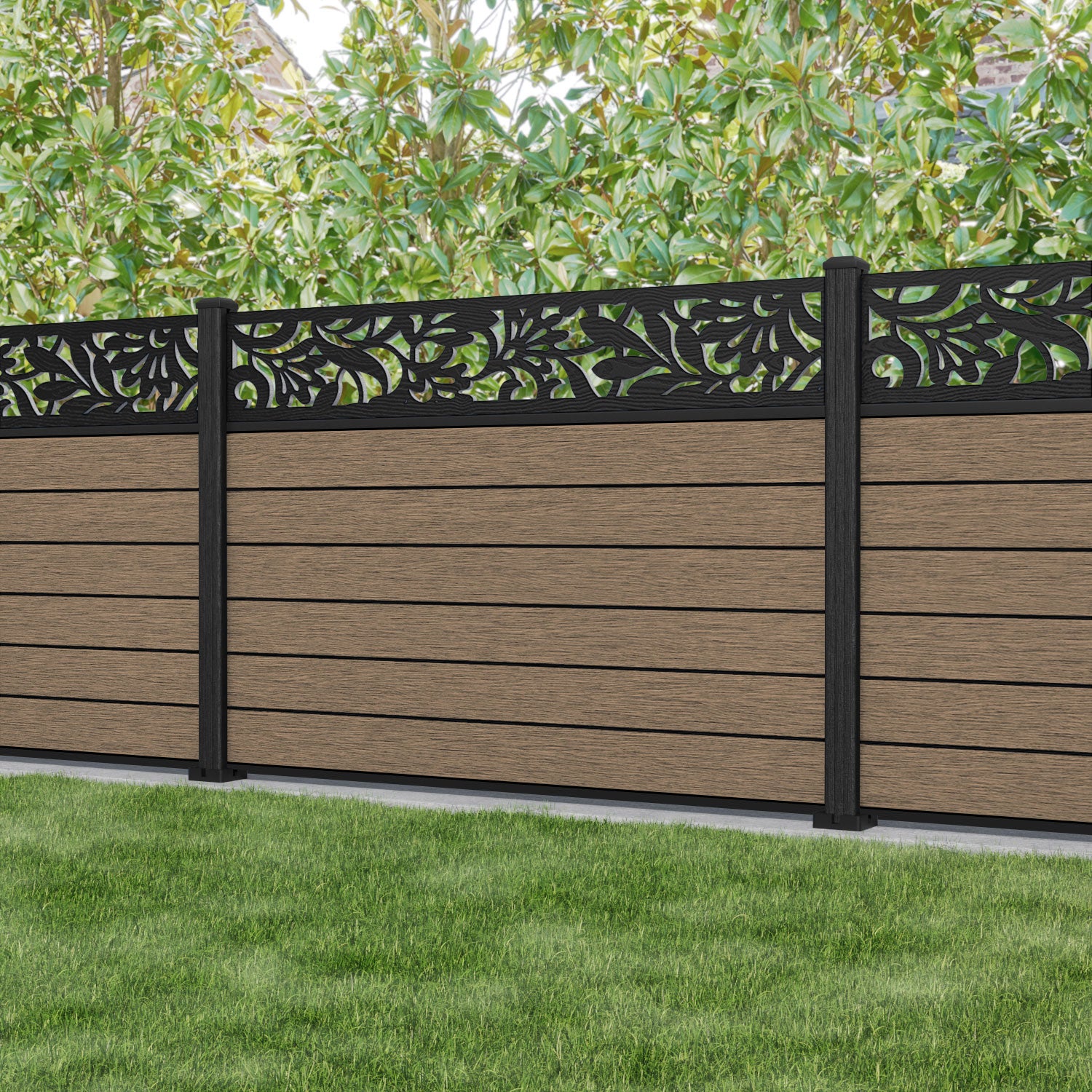 Fusion Heritage Fence Panel - Teak - with our composite posts