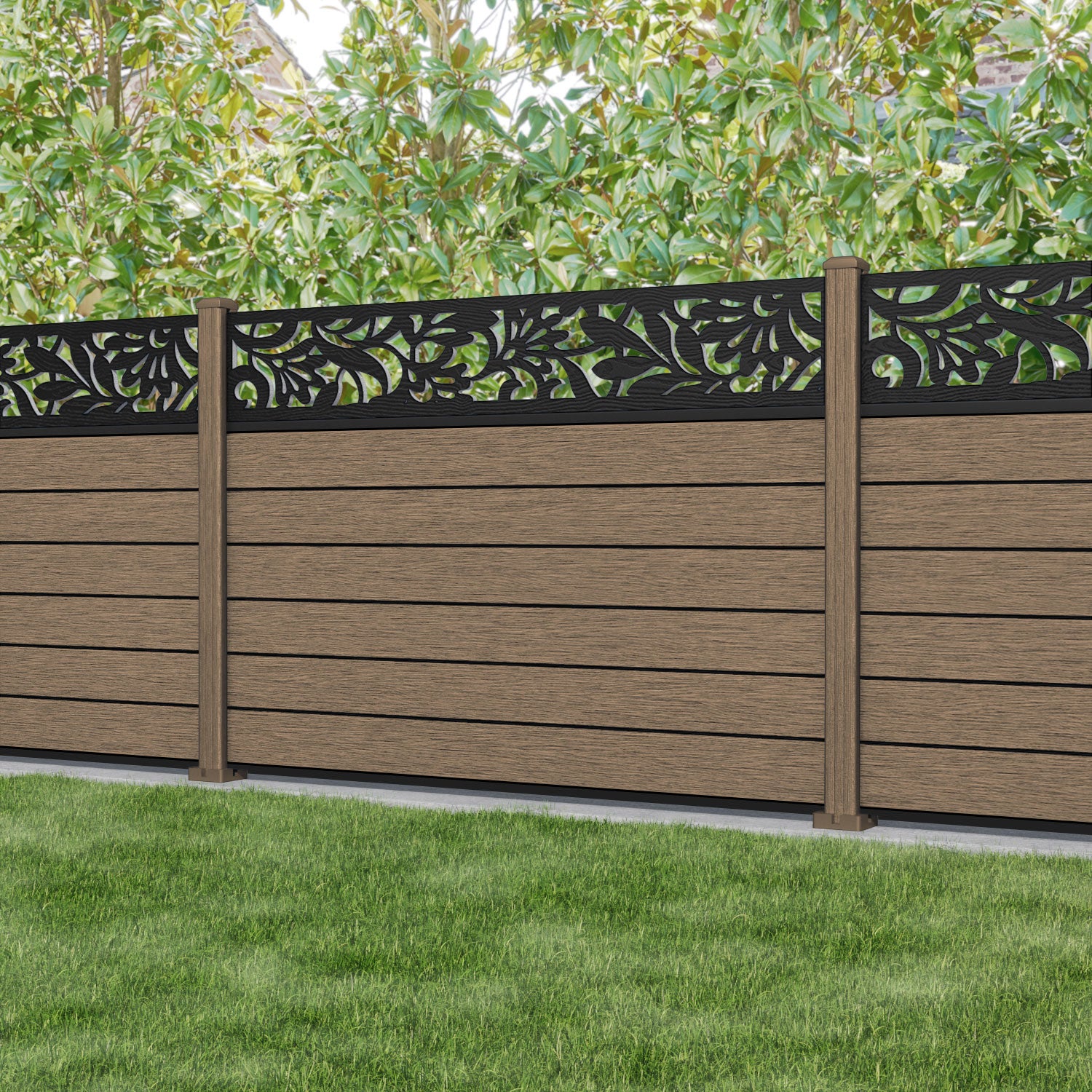 Fusion Heritage Fence Panel - Teak - with our composite posts