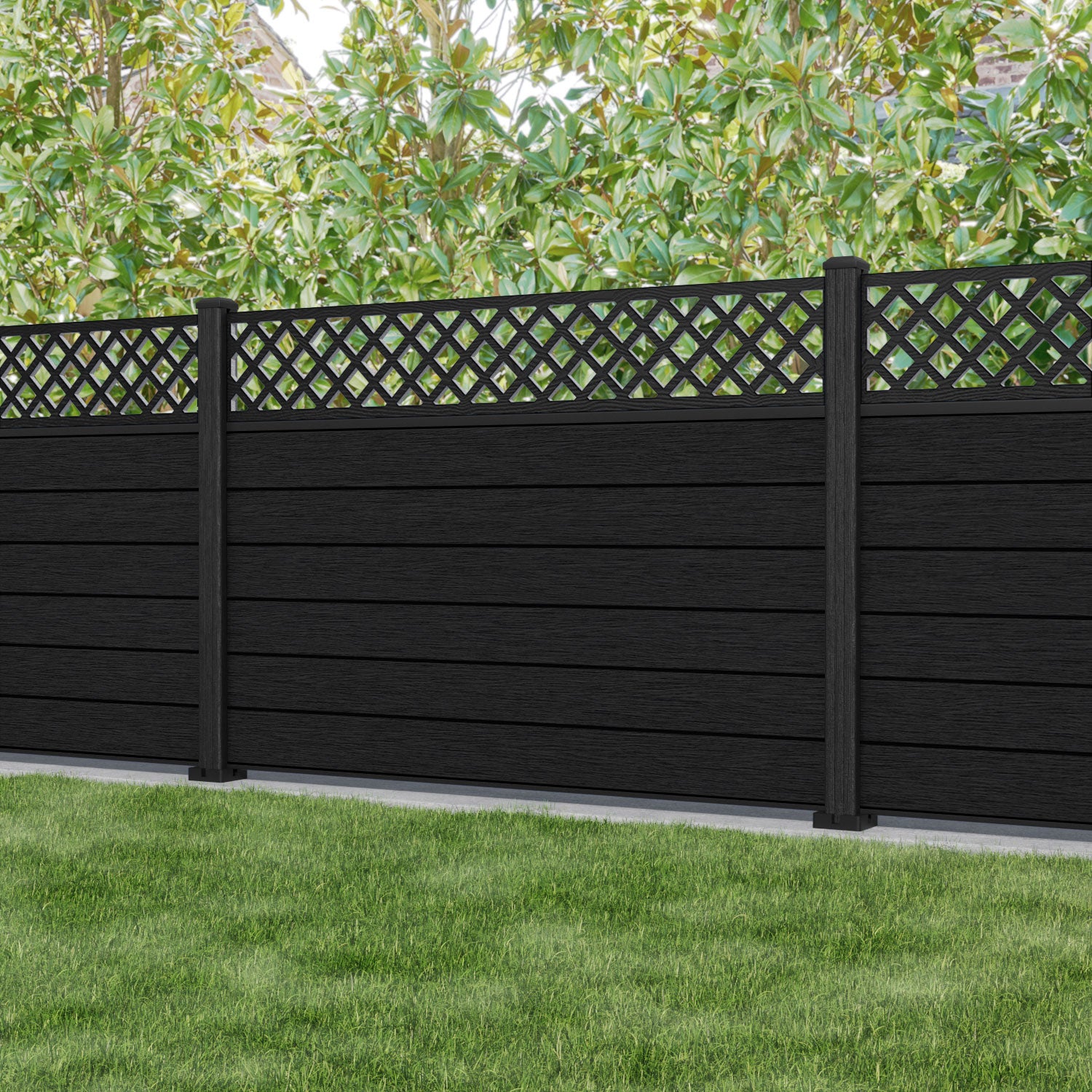 Fusion Hive Fence Panel - Black - with our composite posts