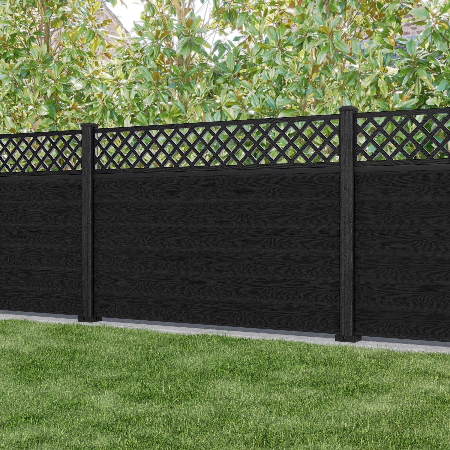 Classic Hive Fence Panel - Black - with our composite posts