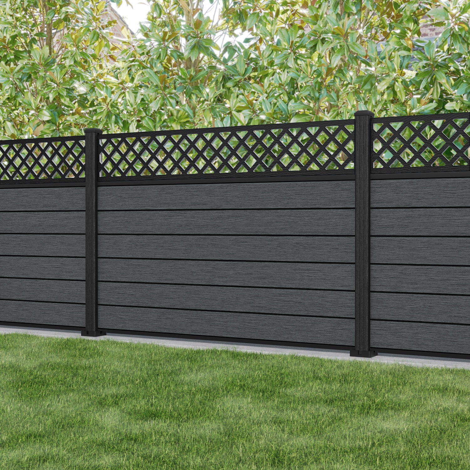 Fusion Hive Fence Panel - Dark Grey - with our composite posts