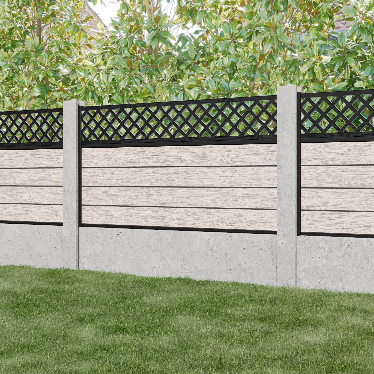 Fusion Hive Fence Panel - Mid Stone - for existing concrete posts