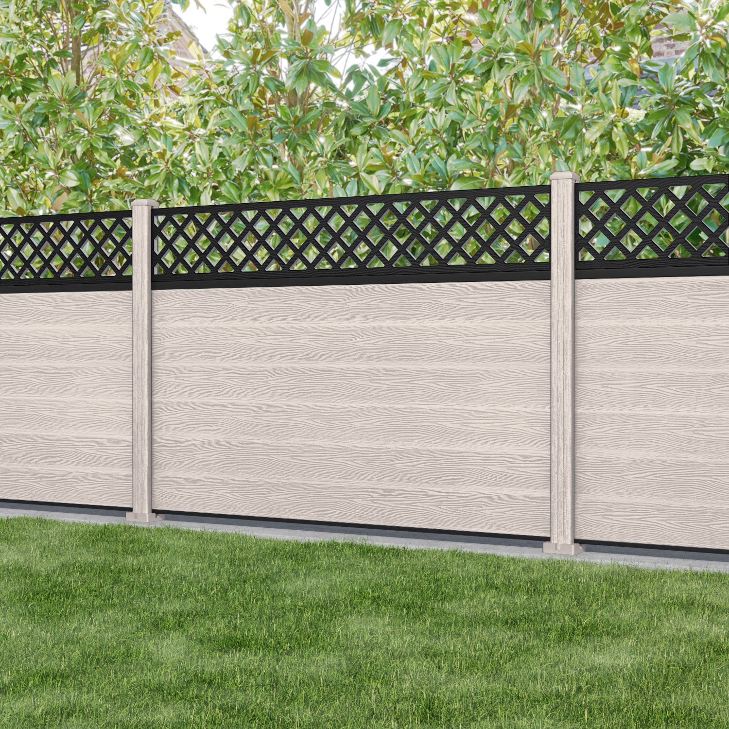 Classic Hive Fence Panel - Mid Stone - with our composite posts