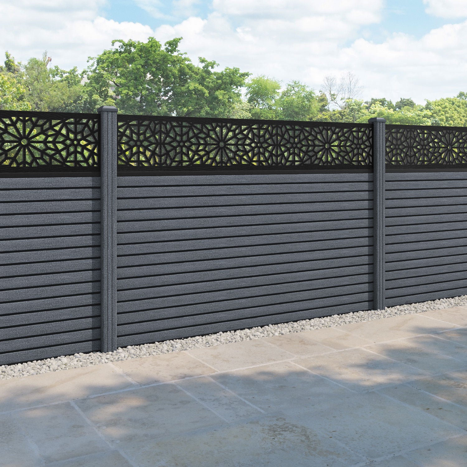 Hudson Alnara Fence Panel - Anthracite - with our composite posts