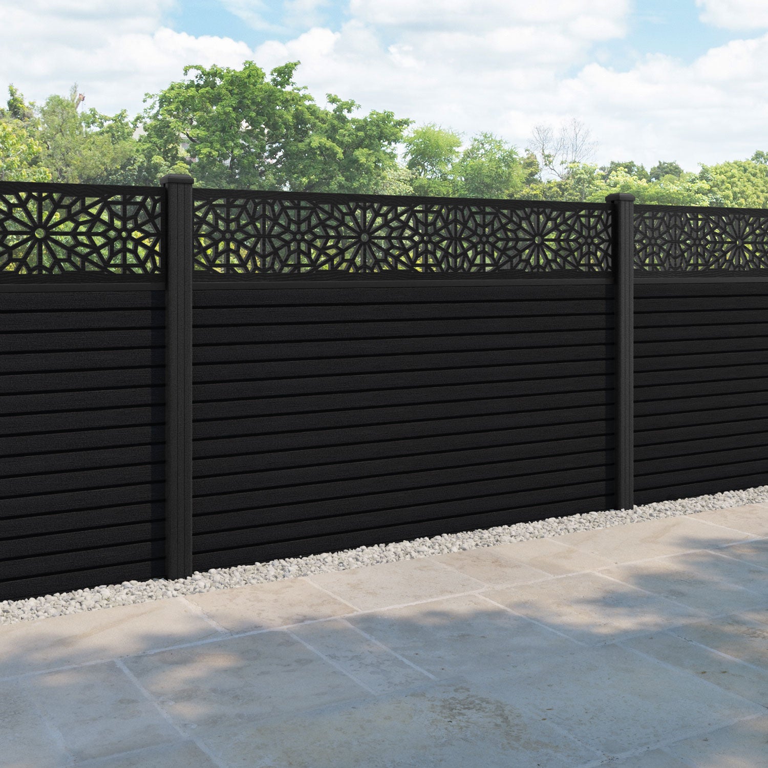 Hudson Alnara Fence Panel - Black - with our composite posts