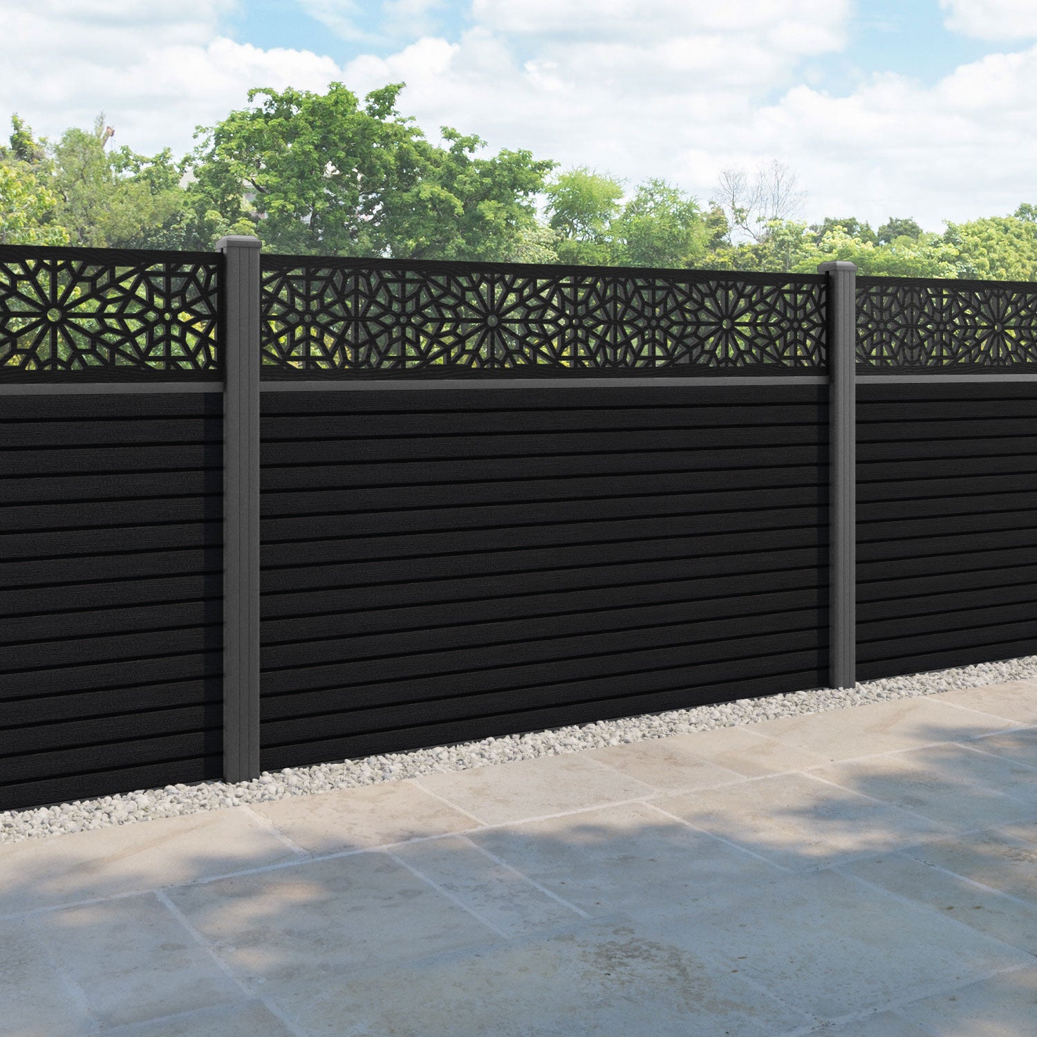 Hudson Alnara Fence Panel - Black - with our aluminium posts