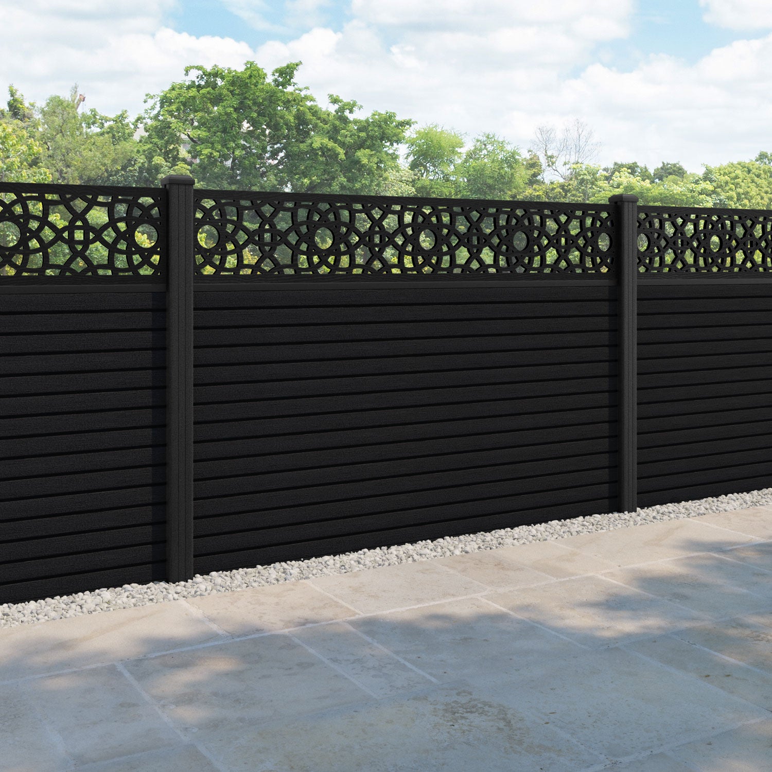 Hudson Ambar Fence Panel - Black - with our composite posts