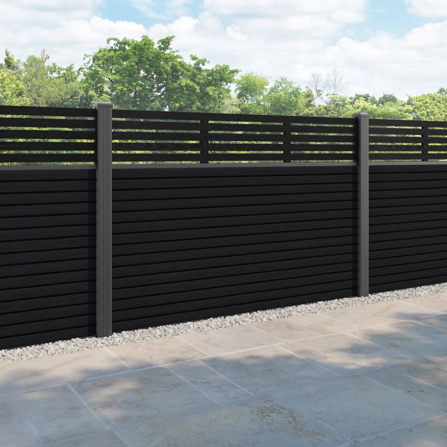 Hudson Aspen Fence Panel - Black - with our aluminium posts