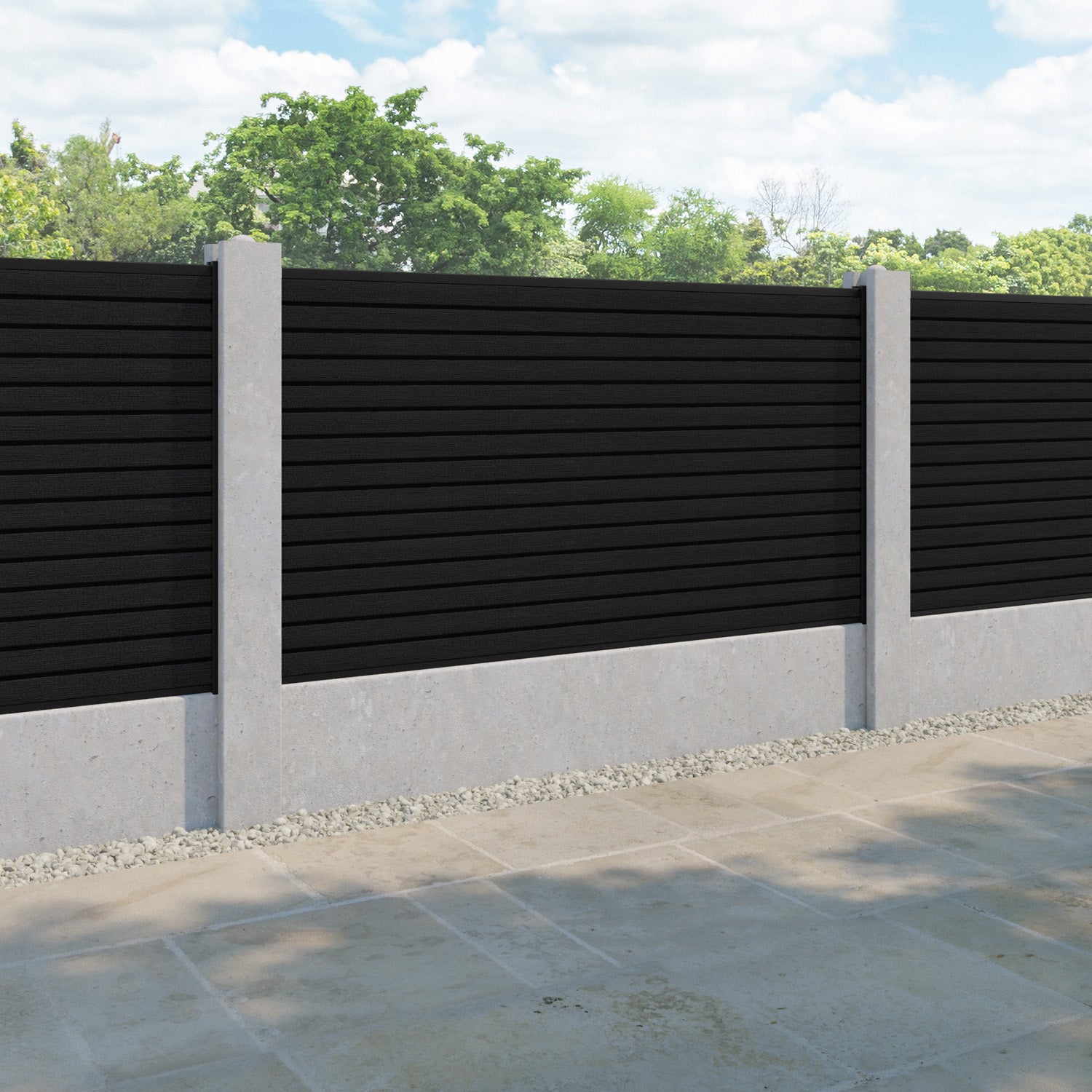 Hudson Fence Panel - Black - for existing concrete posts