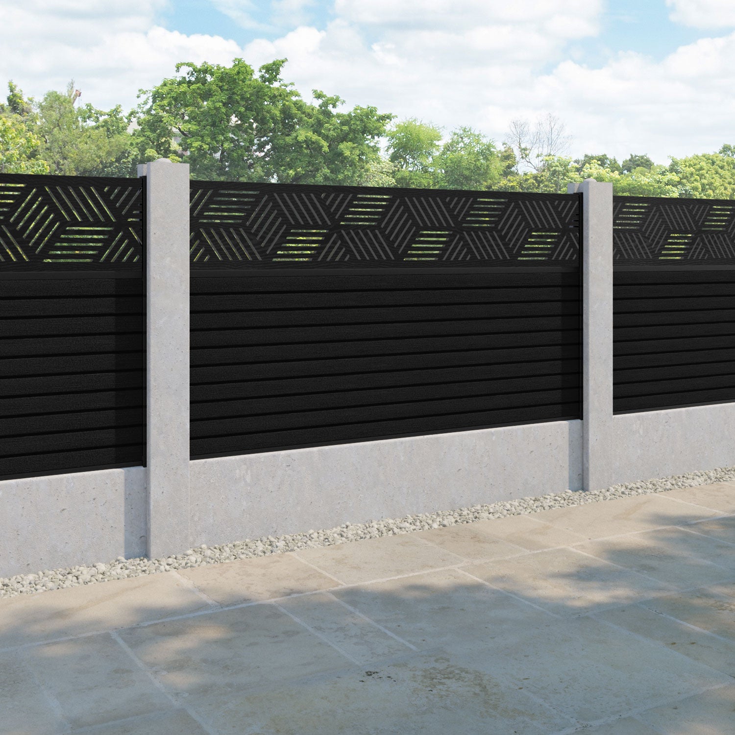 Hudson Cubed Fence Panel - Black - for existing concrete posts