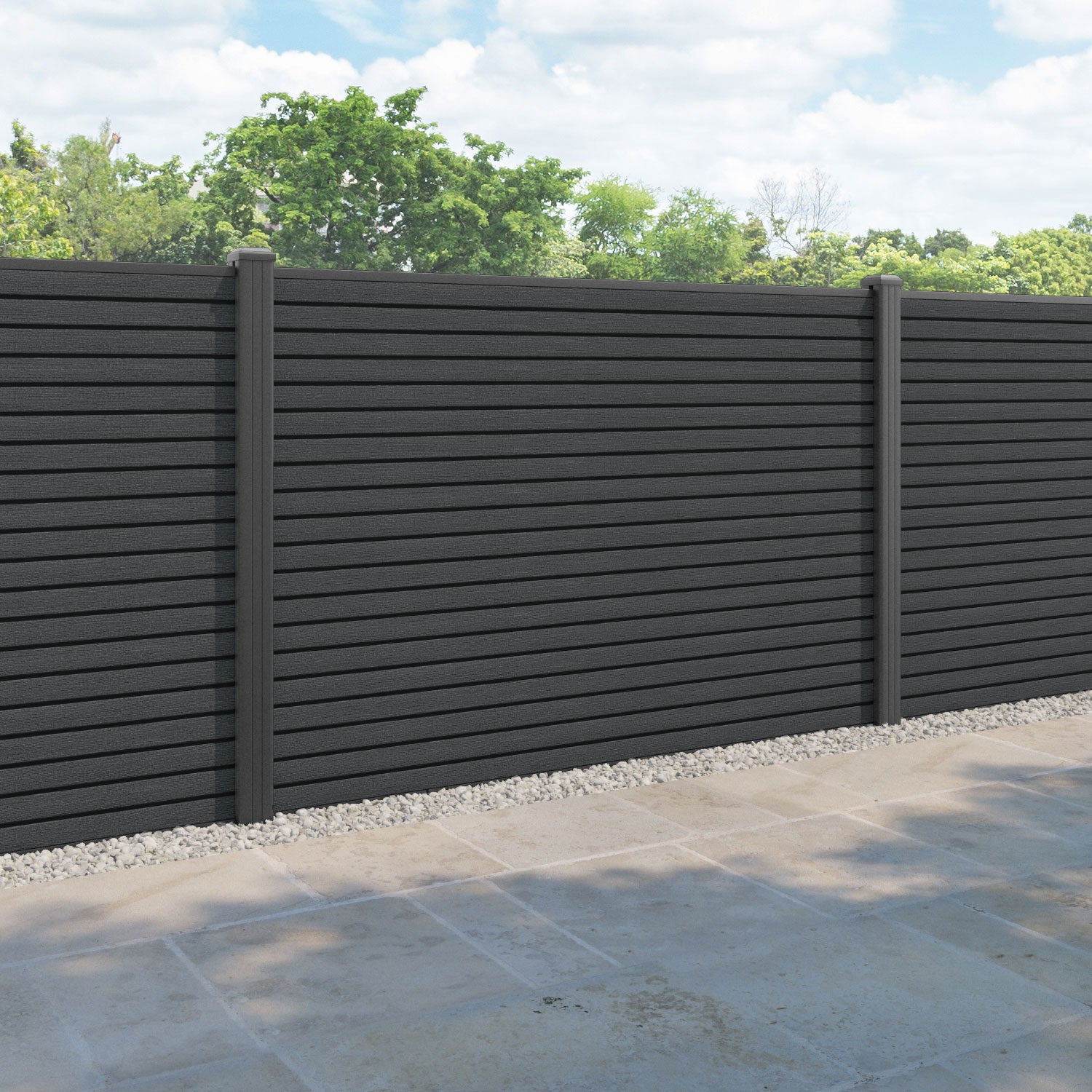 Hudson Fence Panel - Dark grey - with our aluminium posts