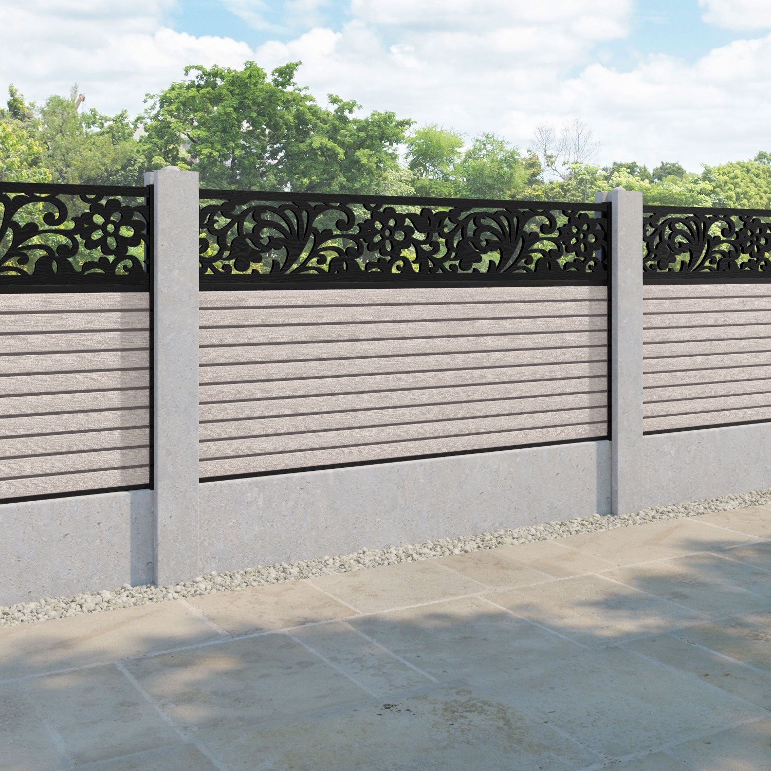 Hudson Eden Fence Panel - Mid Stone - for existing concrete posts