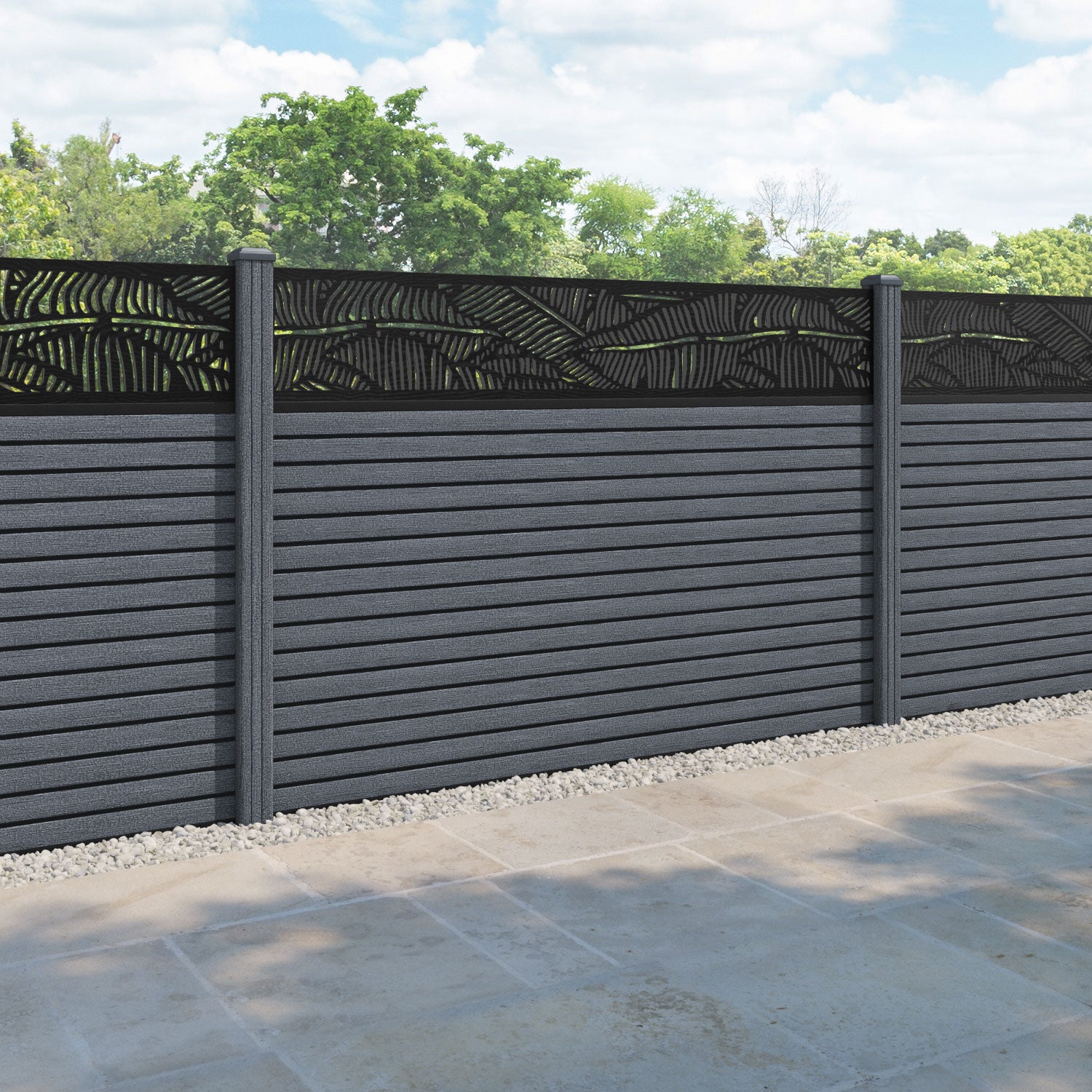 Hudson Feather Fence Panel - Anthracite - with our composite posts