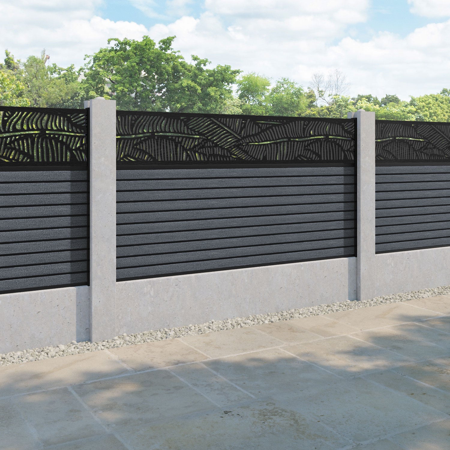 Hudson Feather Fence Panel - Anthracite - for existing concrete posts
