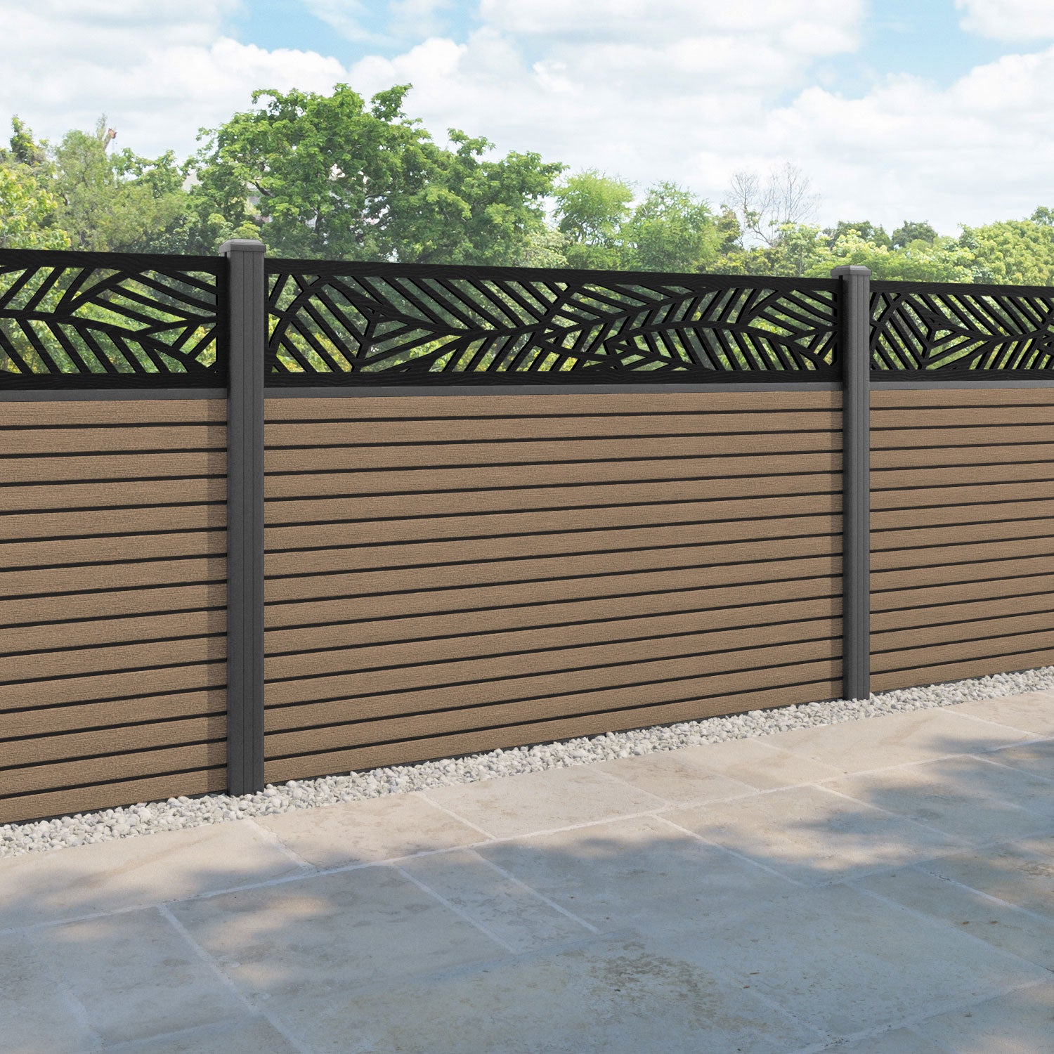 Hudson Habitat Fence Panel - Teak - with our aluminium posts