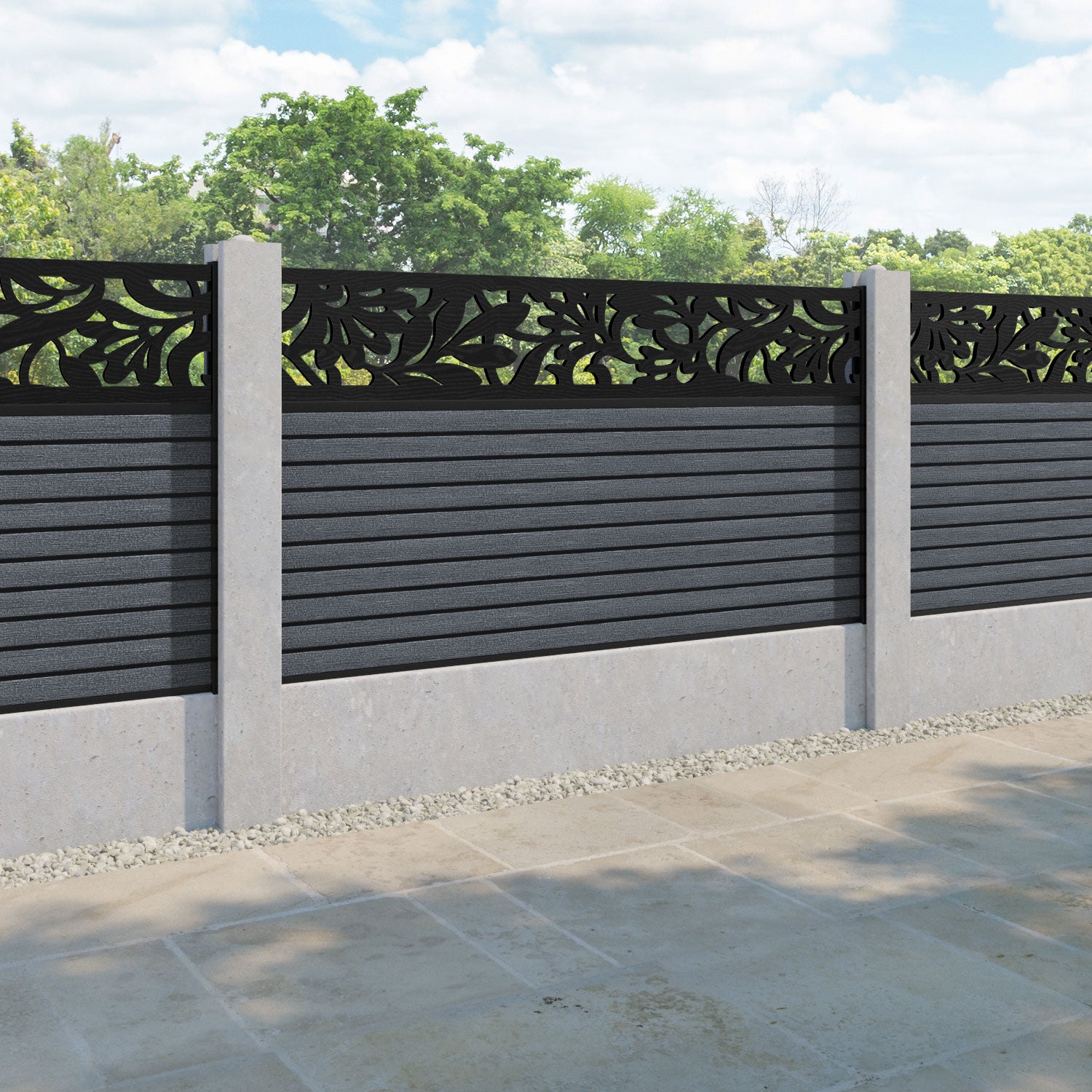 Hudson Heritage Fence Panel - Anthracite - for existing concrete posts