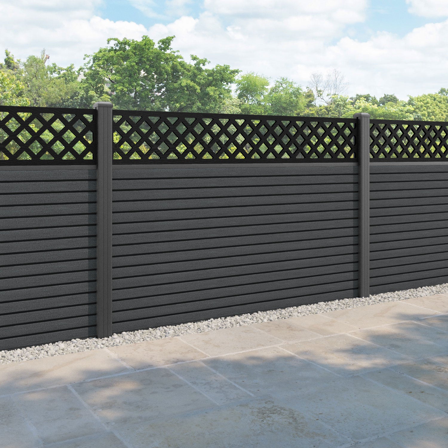 Hudson Hive Fence Panel - Dark Grey - with our aluminium posts