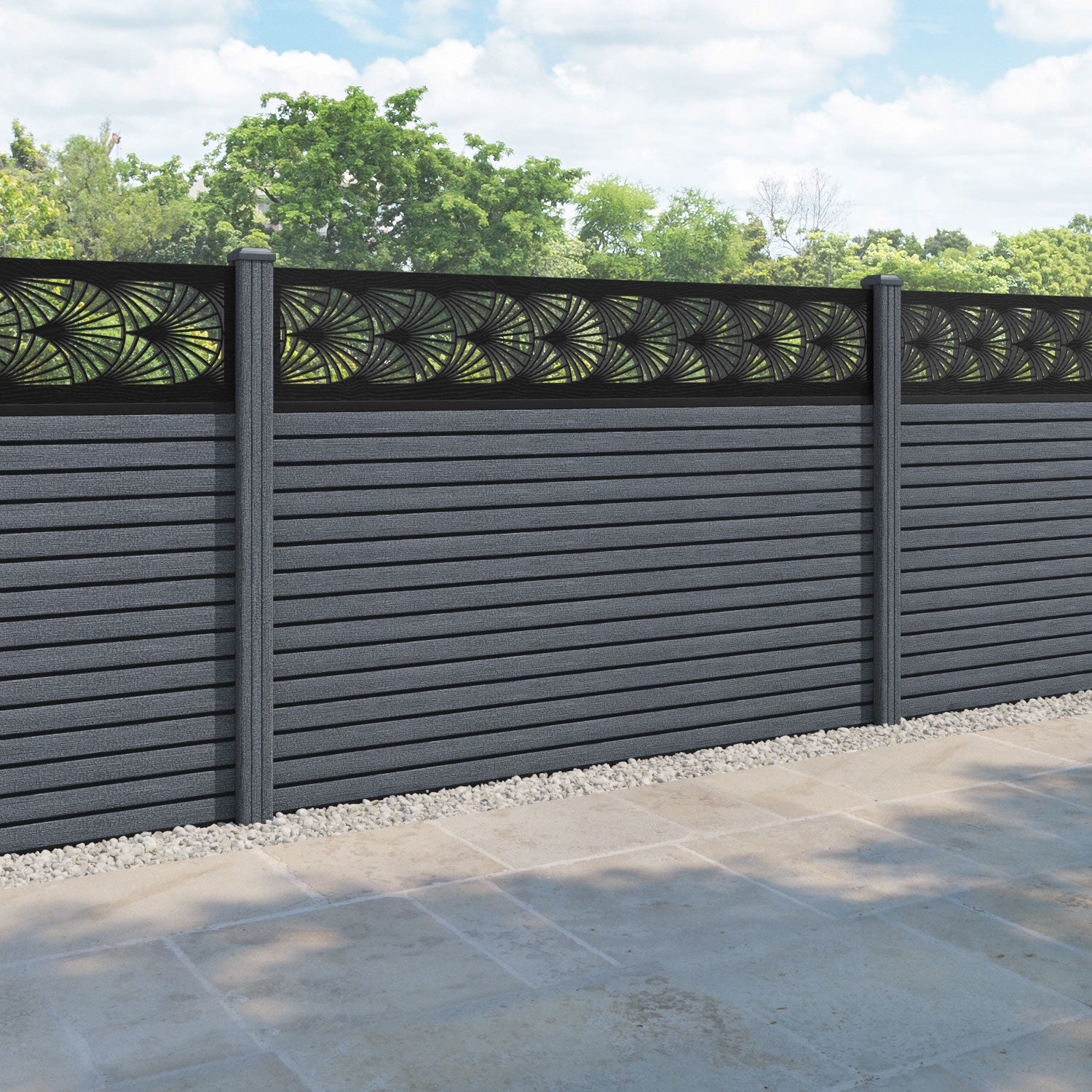 Hudson Laurel Fence Panel - Anthracite - with our composite posts