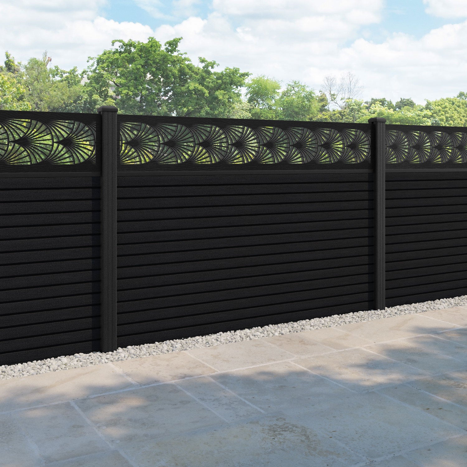 Hudson Laurel Fence Panel - Black - with our composite posts