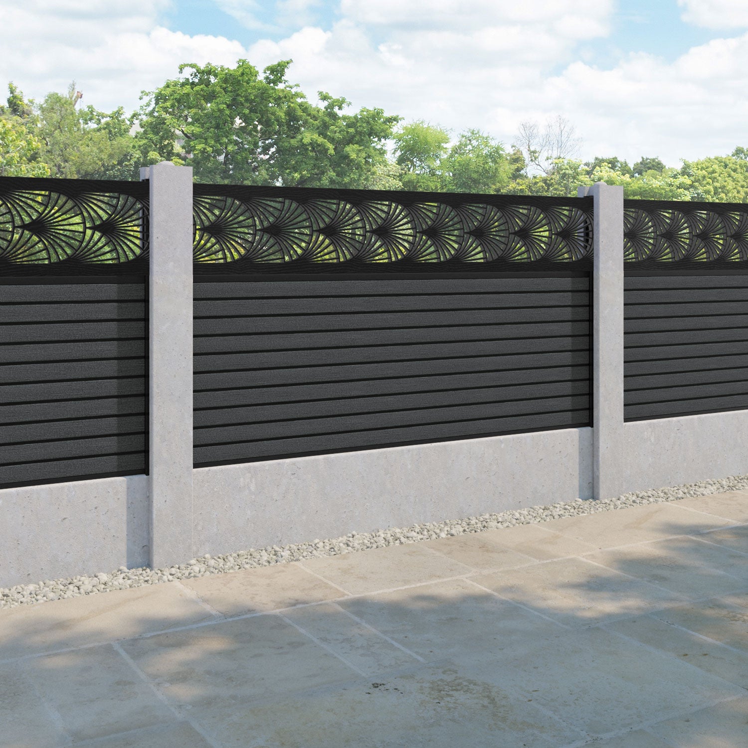 Hudson Laurel Fence Panel - Dark Grey - for existing concrete posts