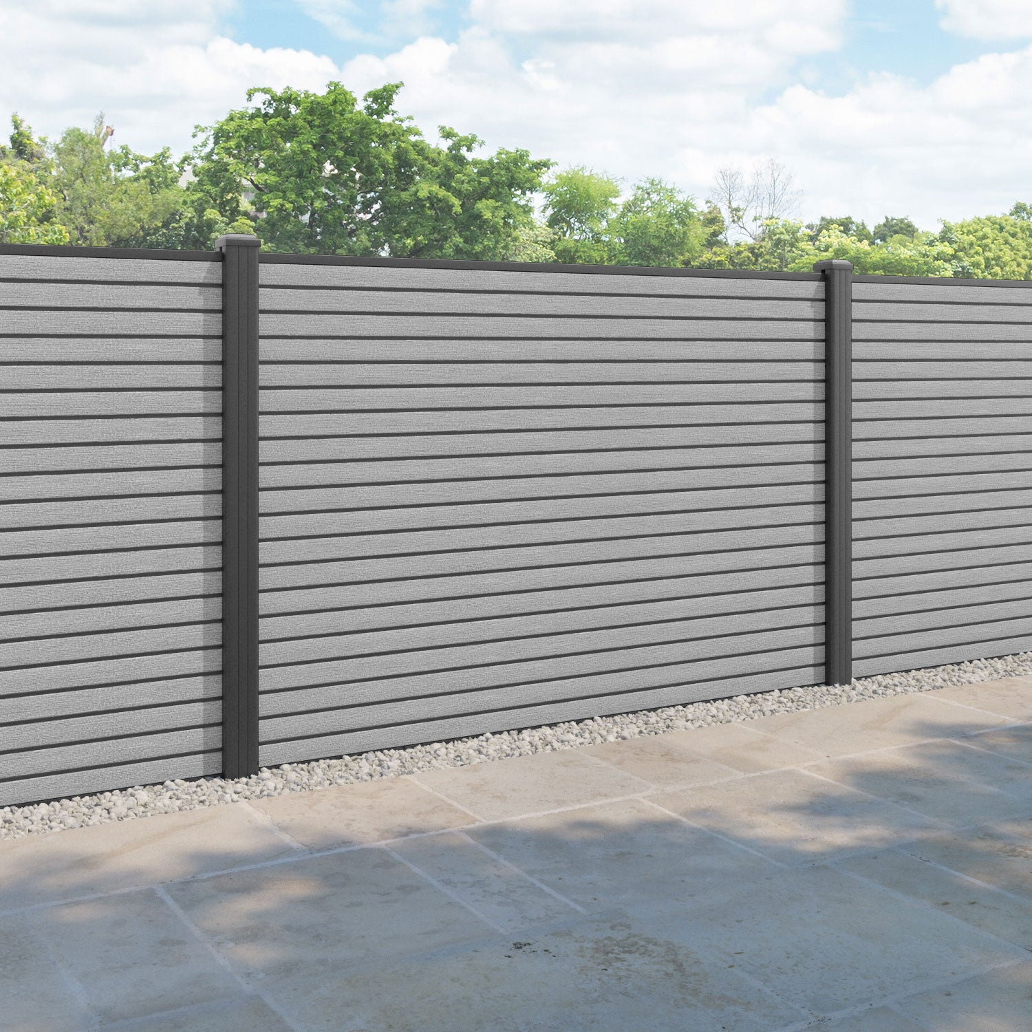 Hudson Fence Panel - Light grey - with our aluminium posts