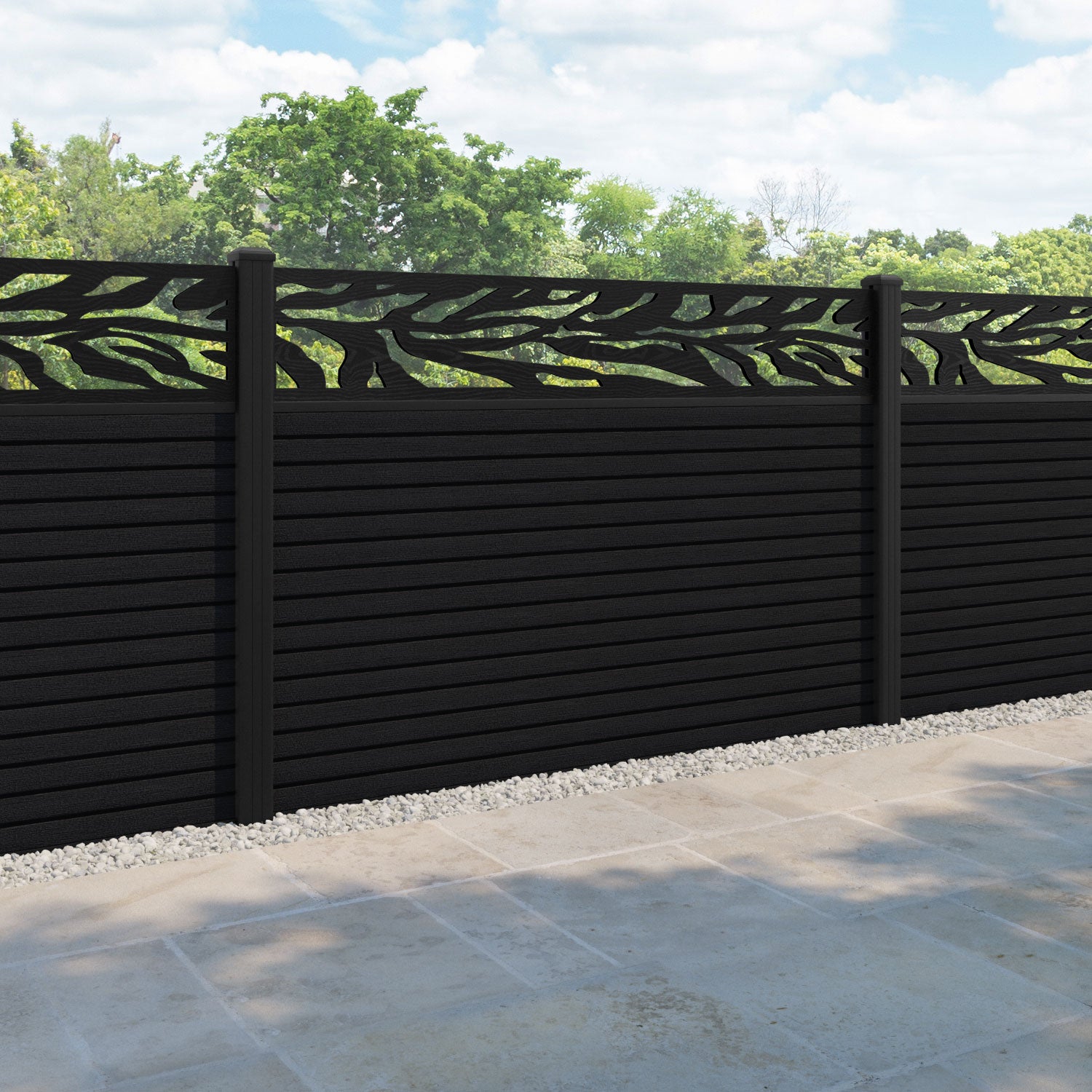 Hudson Malawi Fence Panel - Black - with our aluminium posts