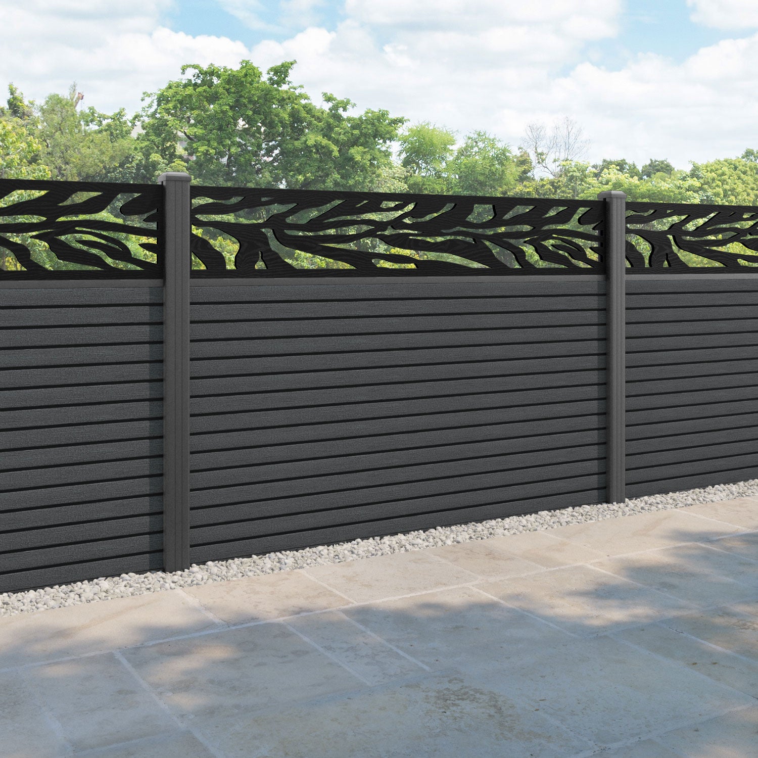 Hudson Malawi Fence Panel - Dark Grey - with our aluminium posts