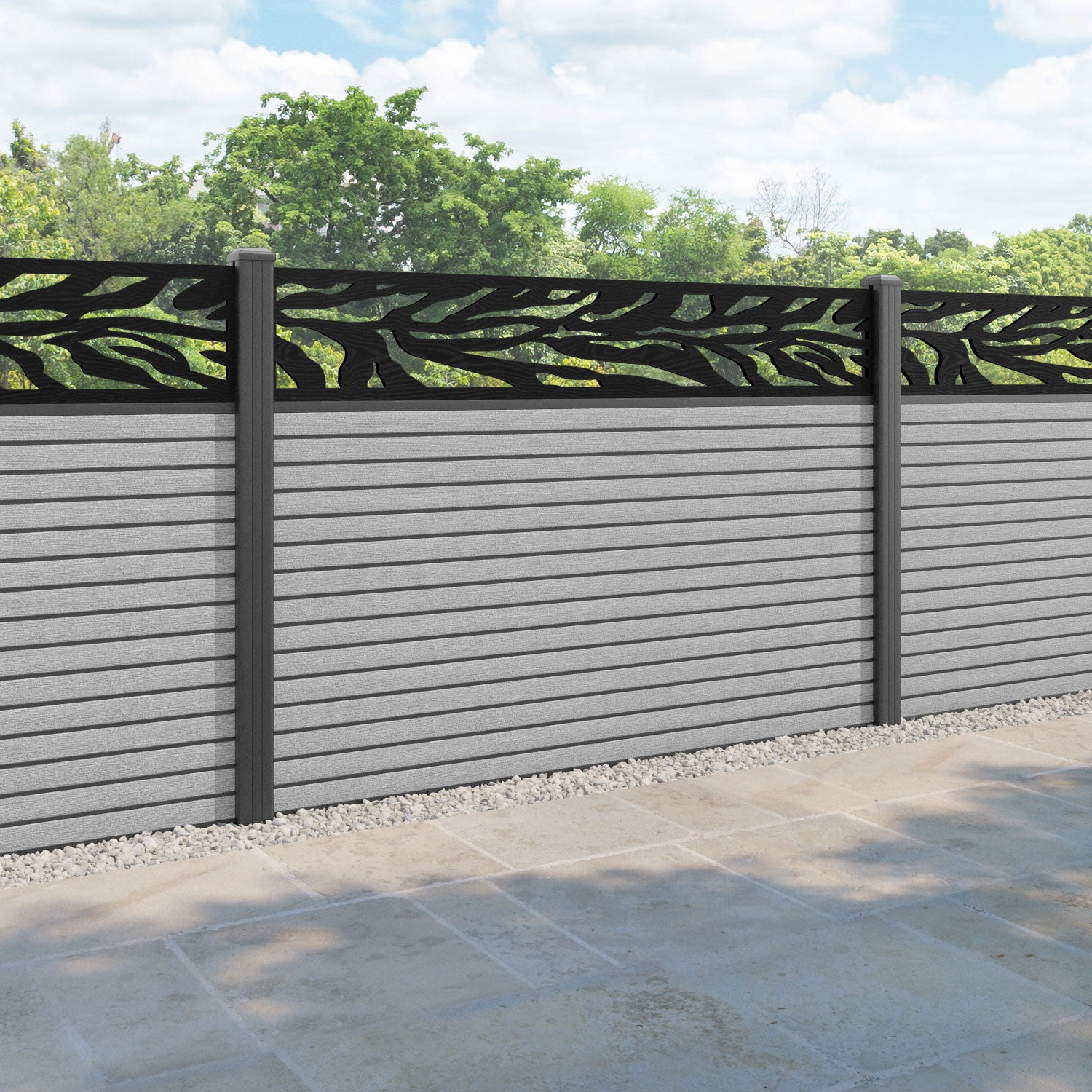 Hudson Malawi Fence Panel - Light Grey - with our aluminium posts