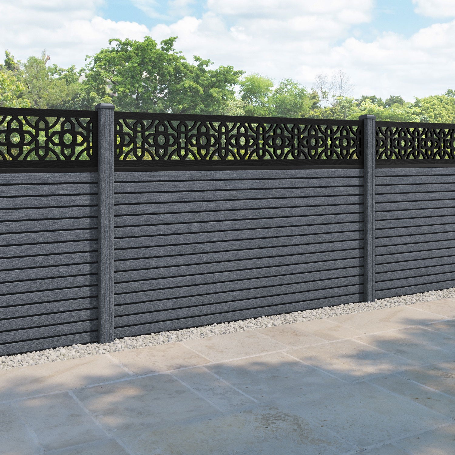 Hudson Nabila Fence Panel - Anthracite - with our composite posts