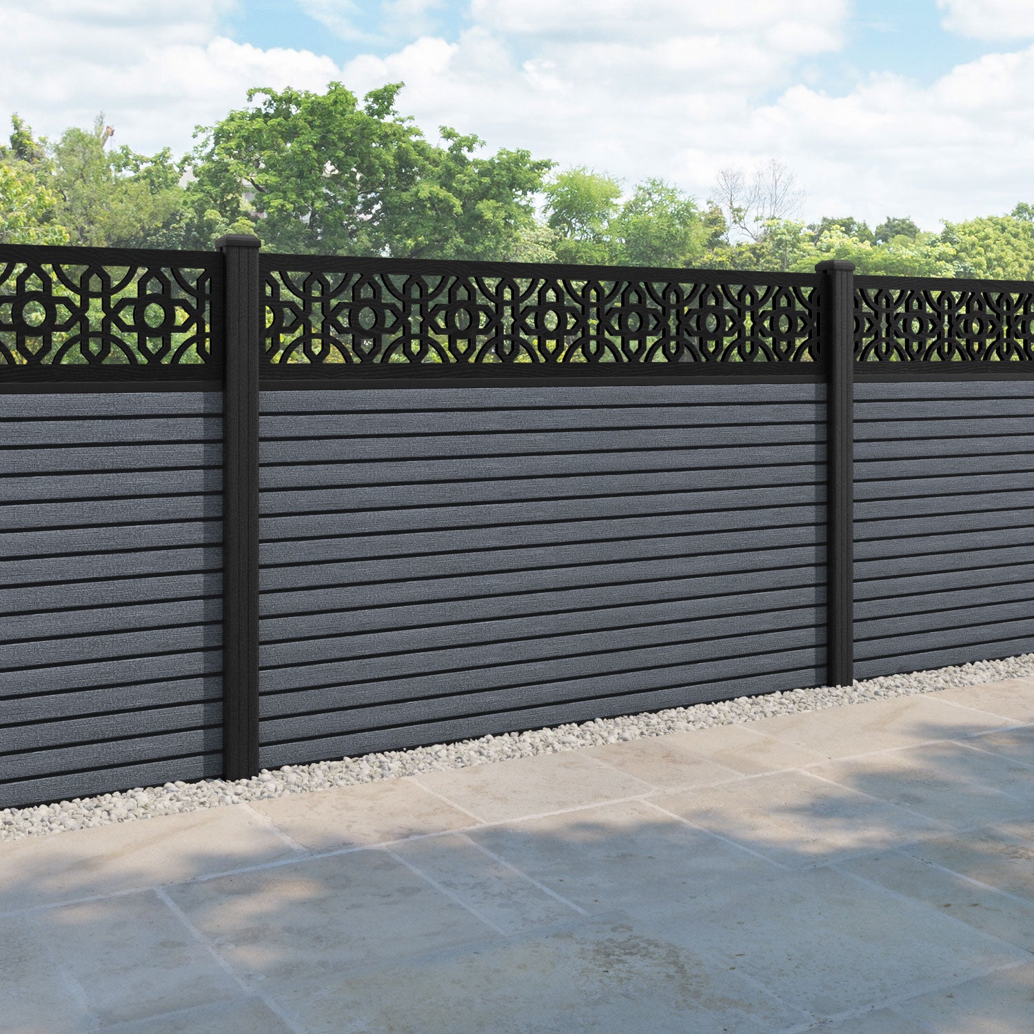 Hudson Nabila Fence Panel - Anthracite - with our composite posts