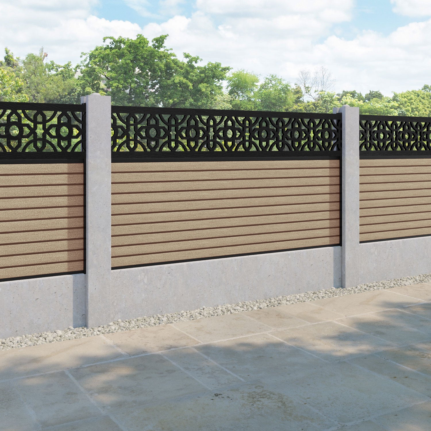 Hudson Nabila Fence Panel - Light Oak - for existing concrete posts