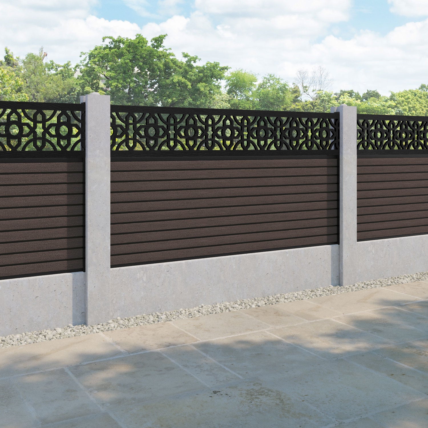 Hudson Nabila Fence Panel - Mid Brown - for existing concrete posts