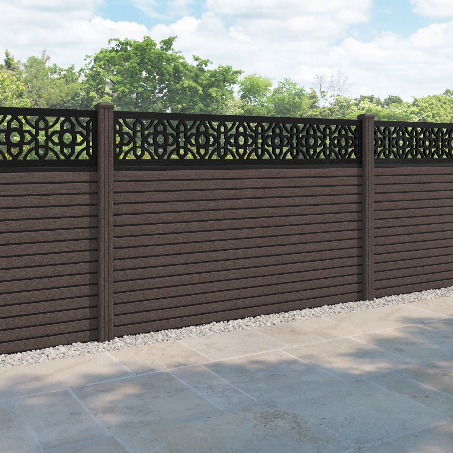 Hudson Nabila Fence Panel - Mid Brown - with our composite posts