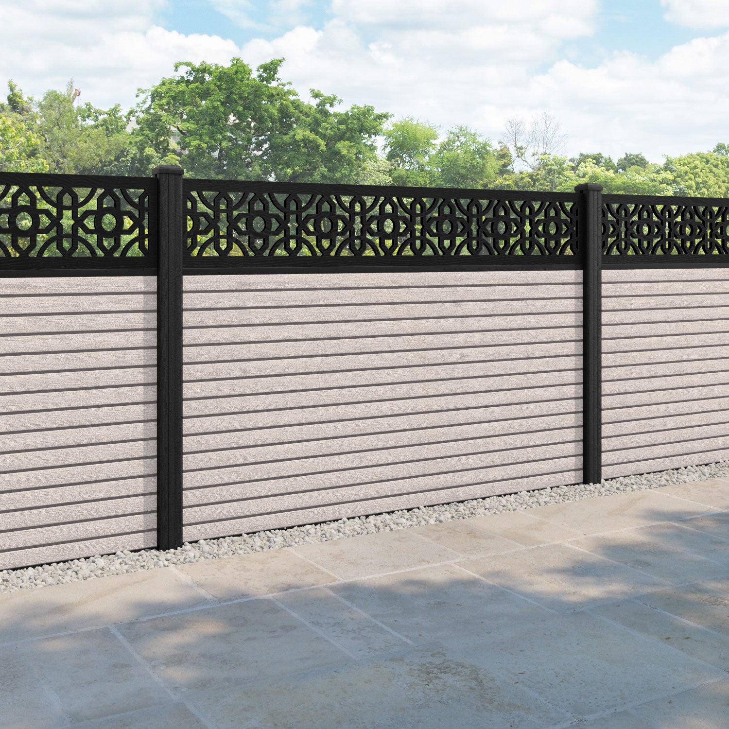 Hudson Nabila Fence Panel - Mid Stone - with our composite posts