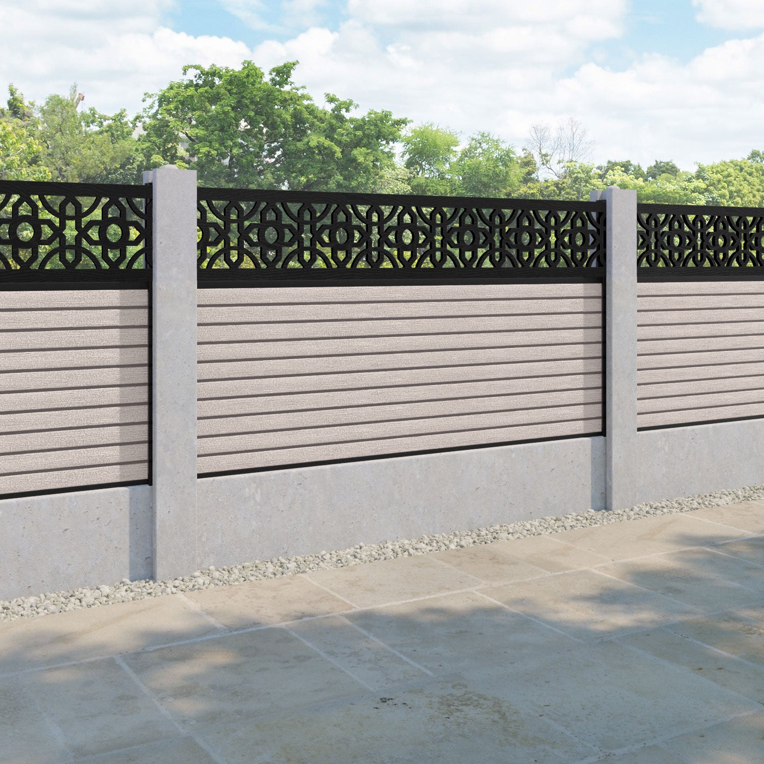 Hudson Nabila Fence Panel - Mid Stone - for existing concrete posts