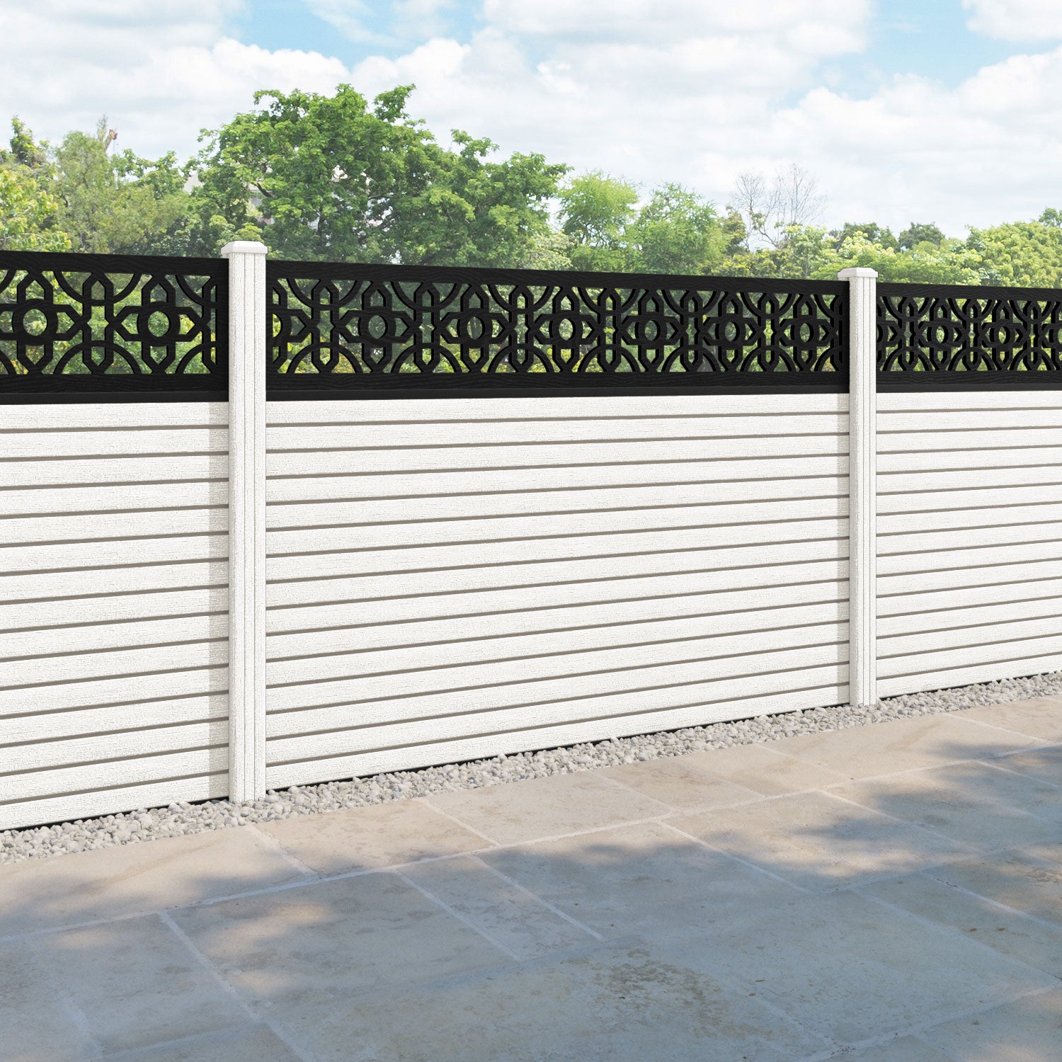 Hudson Nabila Fence Panel - Light Stone - with our composite posts