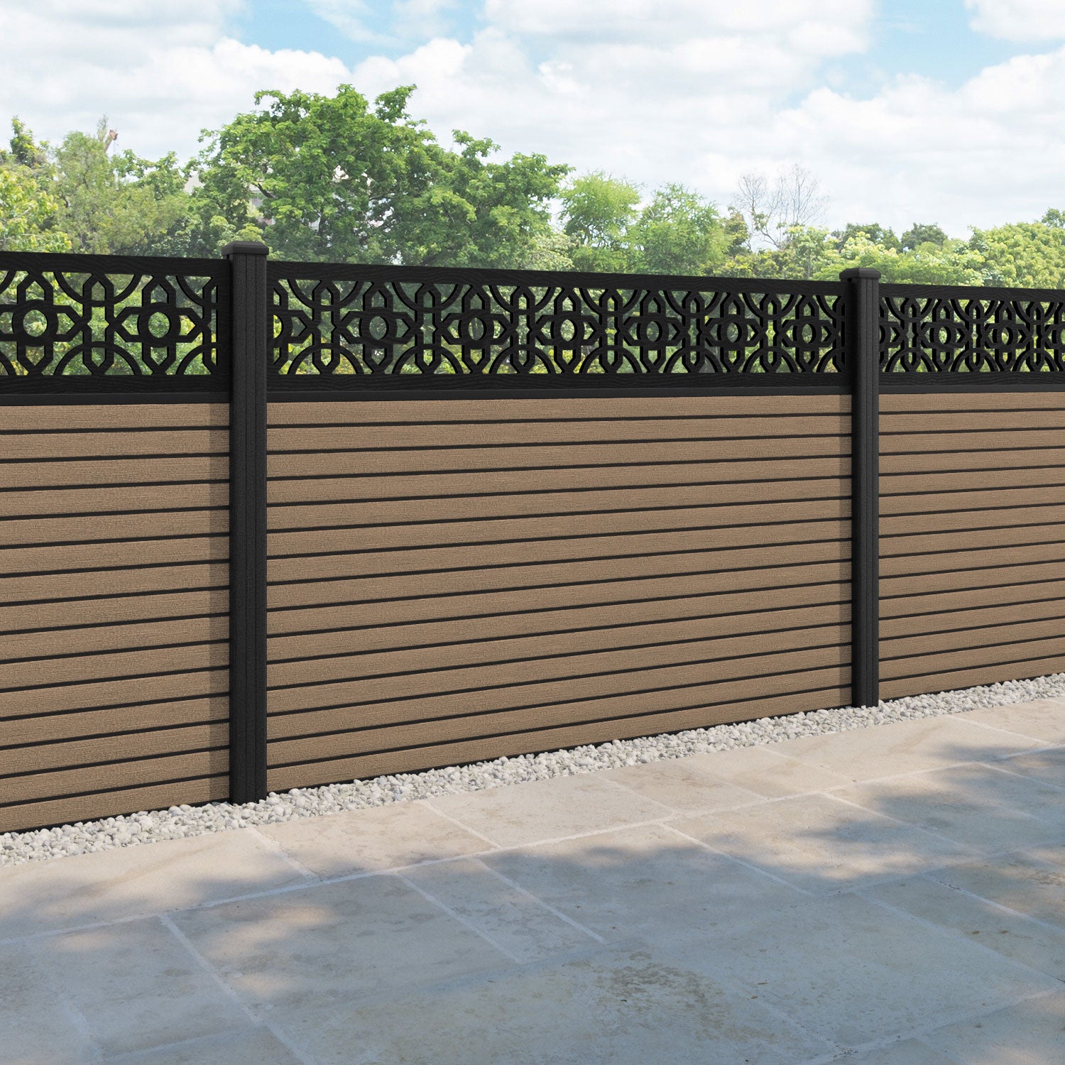 Hudson Nabila Fence Panel - Teak - with our composite posts