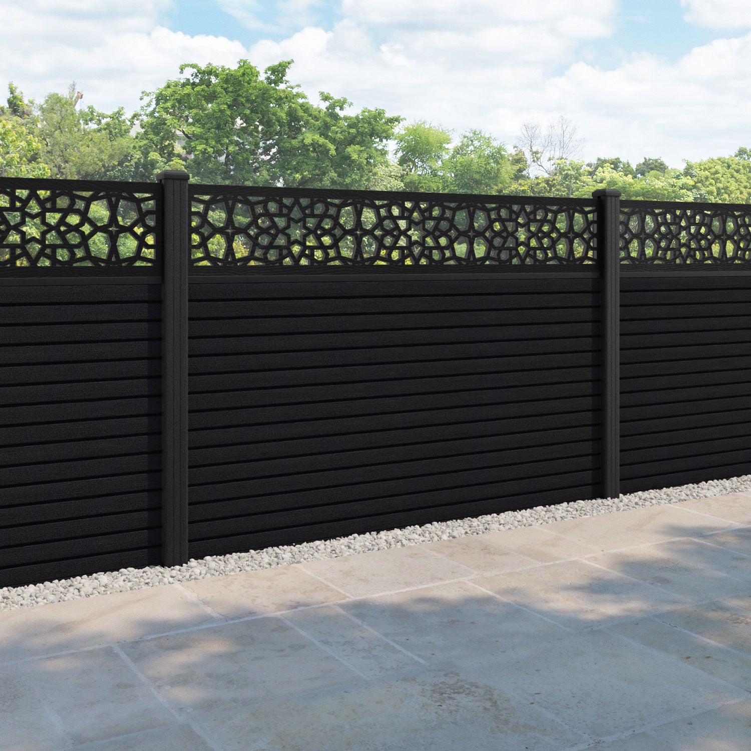 Hudson Nazira Fence Panel - Black - with our composite posts