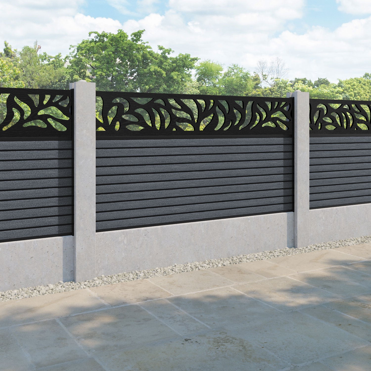 Hudson Plume Fence Panel - Anthracite - for existing concrete posts