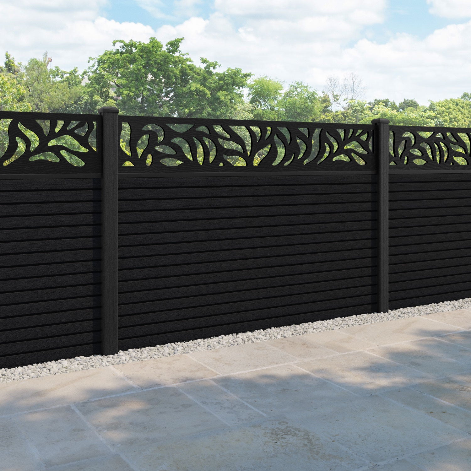 Hudson Plume Fence Panel - Black - with our composite posts
