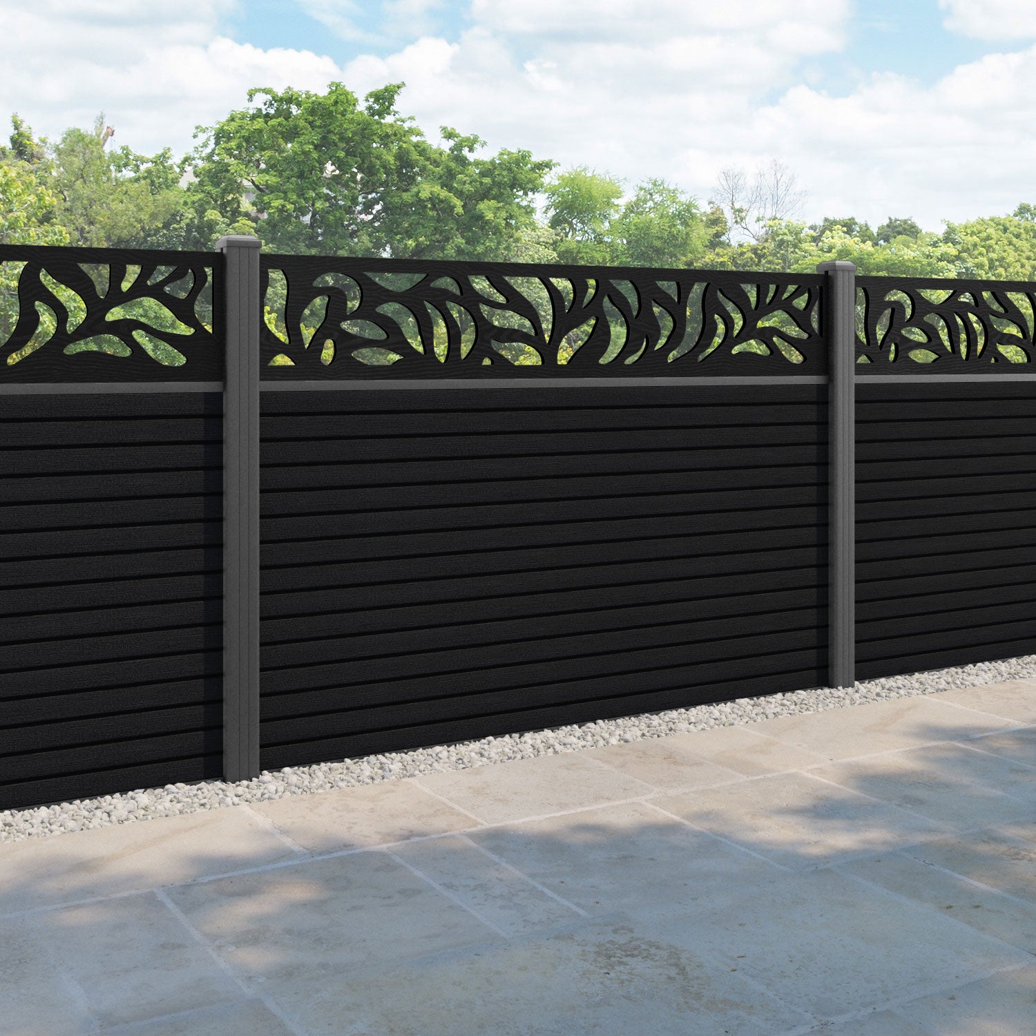 Hudson Plume Fence Panel - Black - with our aluminium posts