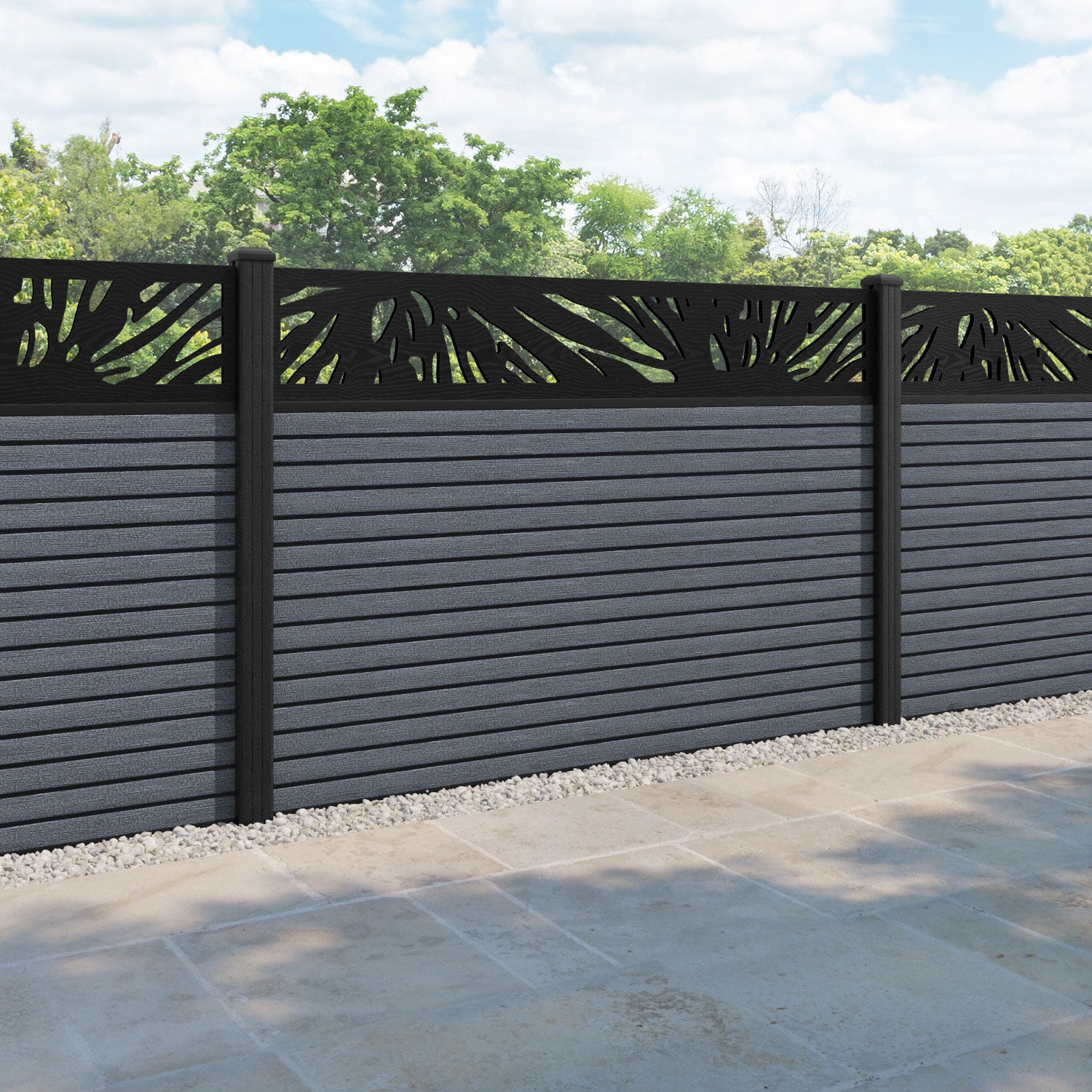 Hudson Poppy Fence Panel - Anthracite - with our composite posts