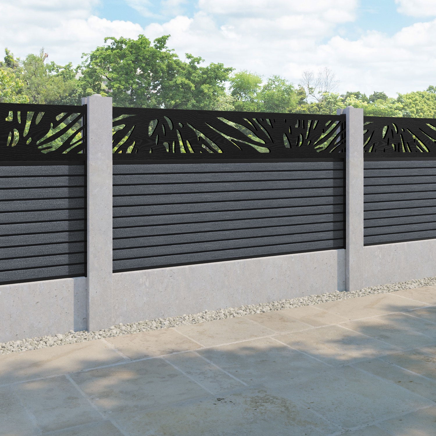 Hudson Poppy Fence Panel - Anthracite - for existing concrete posts
